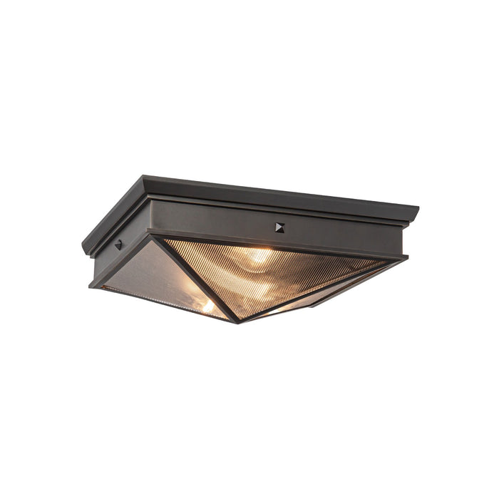 Alora FM332615UBCR Two Light Flush Mount, Ribbed Glass/Urban Bronze