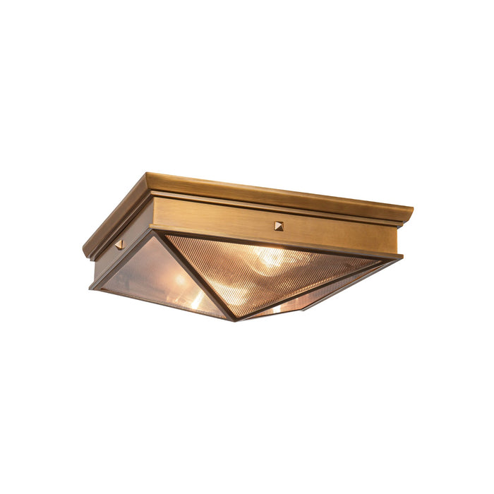 Alora FM332615VBCR Two Light Flush Mount, Ribbed Glass/Vintage Brass