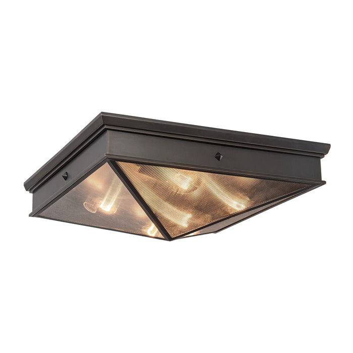 Alora FM332919UBCR Four Light Flush Mount, Ribbed Glass/Urban Bronze