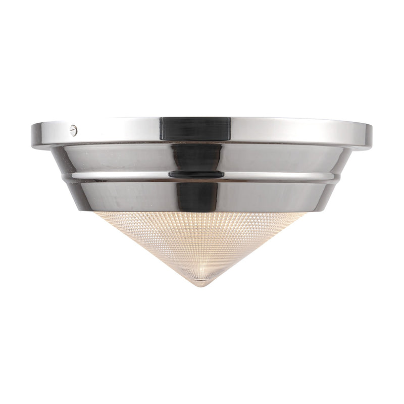 Alora FM348010PNPG One Light Flush Mount, Polished Nickel/Prismatic Glass