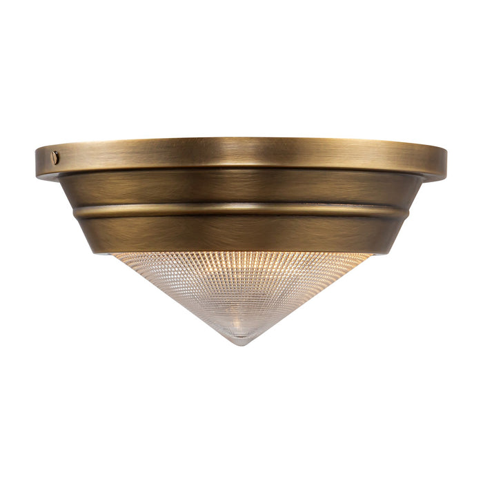 Alora FM348010VBPG One Light Flush Mount, Vintage Brass/Prismatic Glass