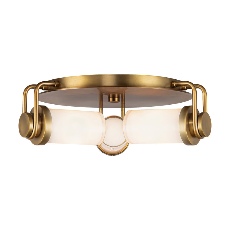 Alora FM355317VBGO Three Light Flush Mount, Vintage Brass/Glossy Opal