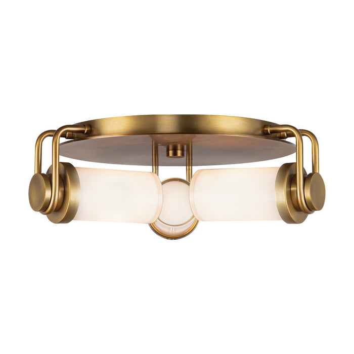 Alora FM355317VBGO Three Light Flush Mount, Vintage Brass/Glossy Opal