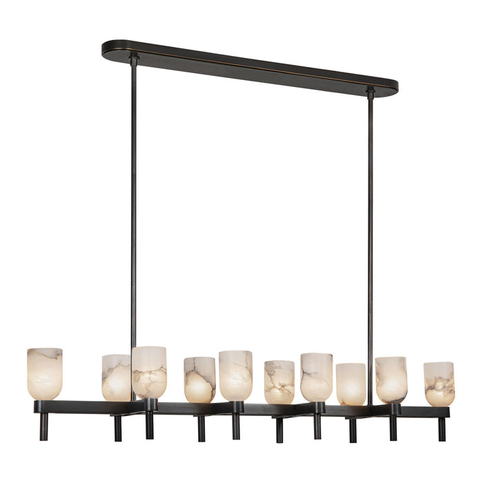 Alora LP338052UBAR Ten Light Linear Pendant, Urban Bronze/Alabaster