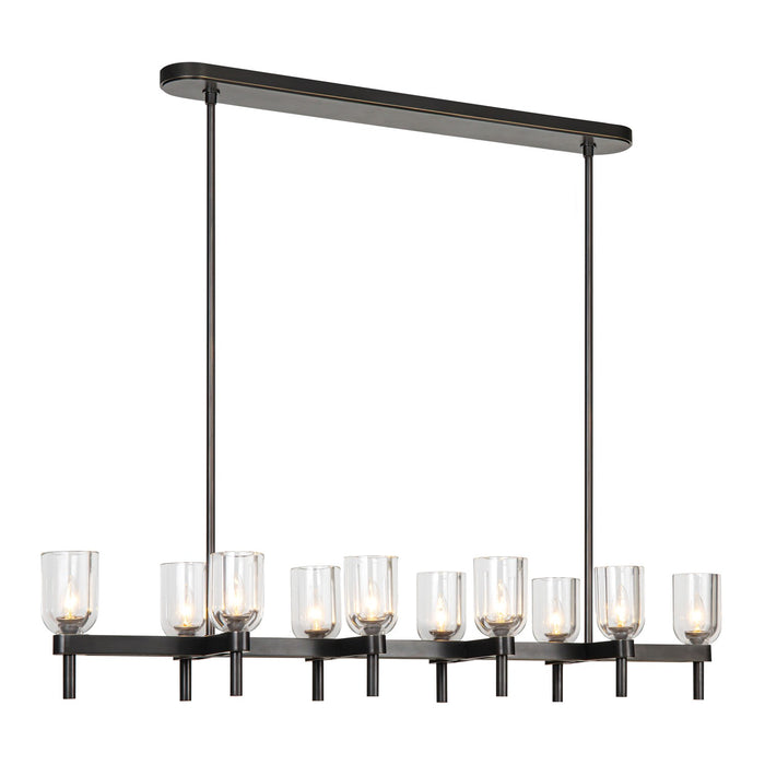Alora LP338052UBCC Ten Light Linear Pendant, Clear Crystal/Urban Bronze