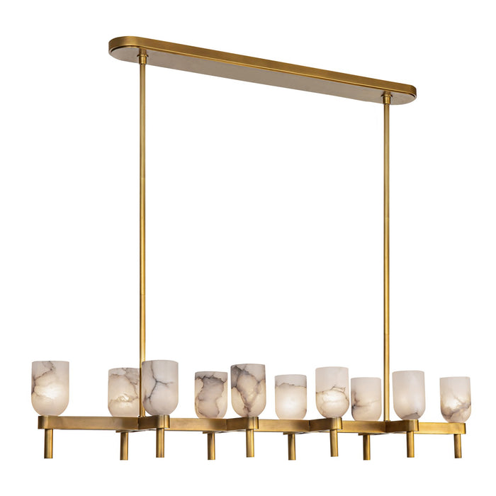 Alora LP338052VBAR Ten Light Linear Pendant, Vintage Brass/Alabaster