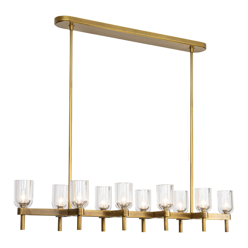 Alora LP338052VBCC Ten Light Linear Pendant, Clear Crystal/Vintage Brass
