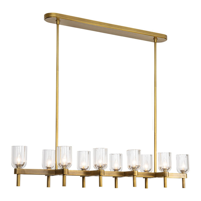 Alora LP338052VBCC Ten Light Linear Pendant, Clear Crystal/Vintage Brass