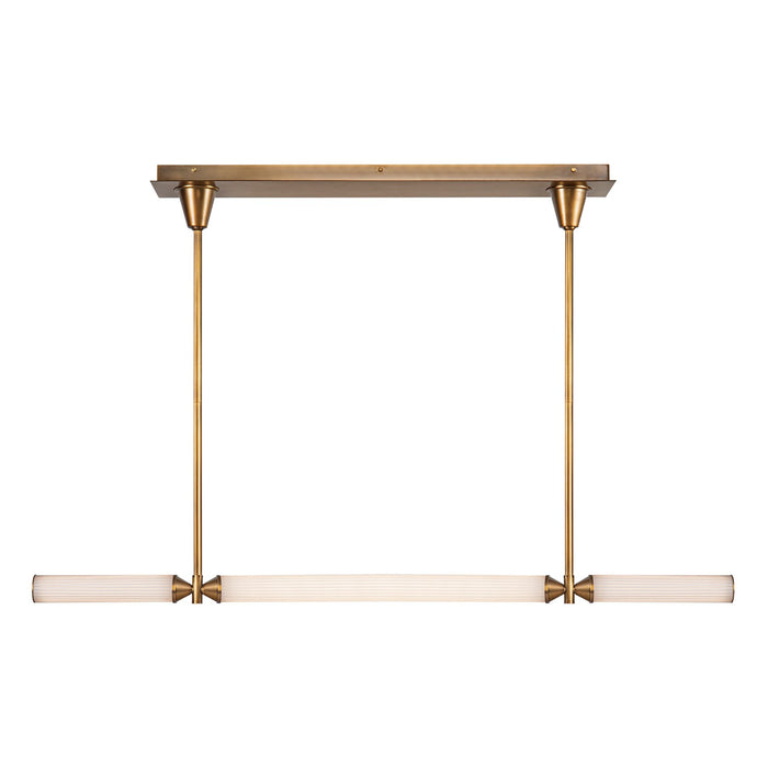 Alora LP348148VBFR LED Linear Pendant, Vintage Brass/Frosted Ribbed Glass