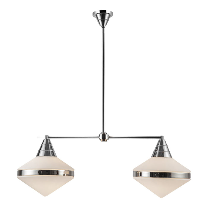 Alora LP348241PNOP Two Light Linear Pendant, Polished Nickel/Opal Matte Glass