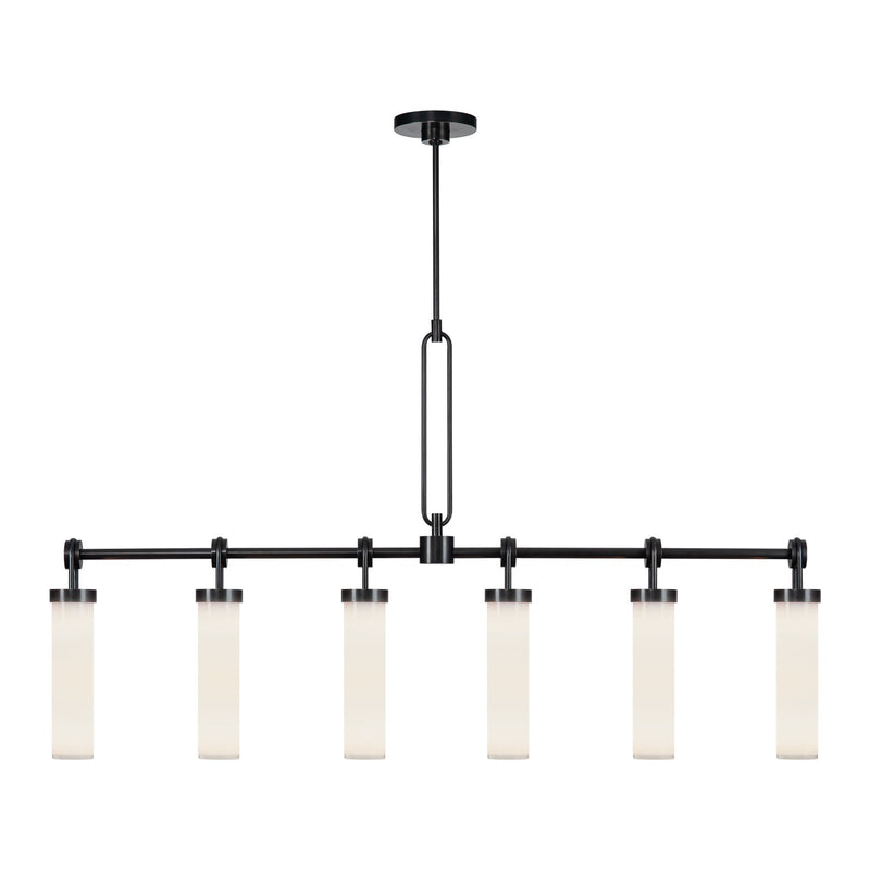Alora LP355652UBGO Six Light Linear Pendant, Urban Bronze/Glossy Opal