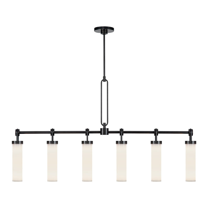 Alora LP355652UBGO Six Light Linear Pendant, Urban Bronze/Glossy Opal