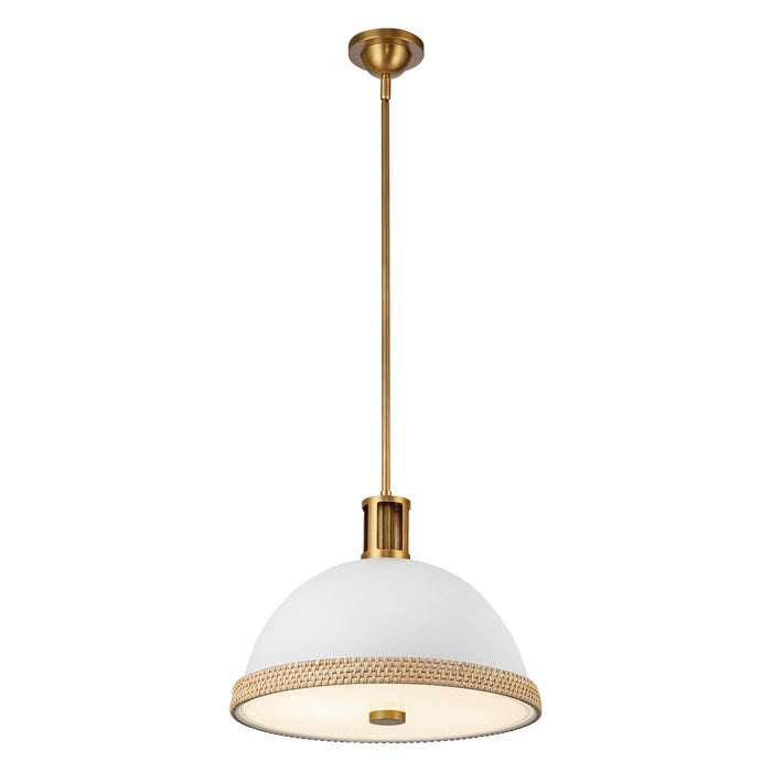 Alora PD331016MWVB Two Light Pendant, Matte White/Vintage Brass