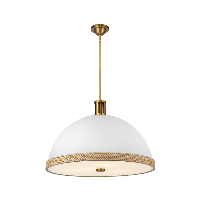 Alora PD331024MWVB Three Light Pendant, Matte White/Vintage Brass