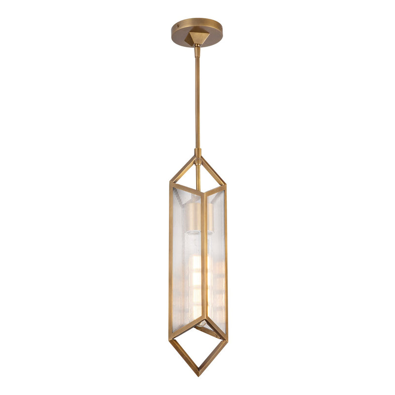 Alora PD332119VBCR One Light Pendant, Ribbed Glass/Vintage Brass