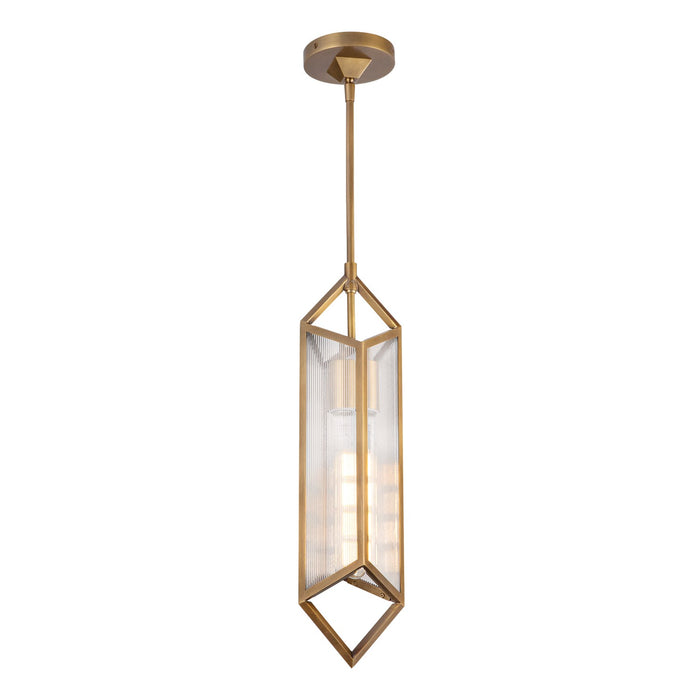 Alora PD332119VBCR One Light Pendant, Ribbed Glass/Vintage Brass