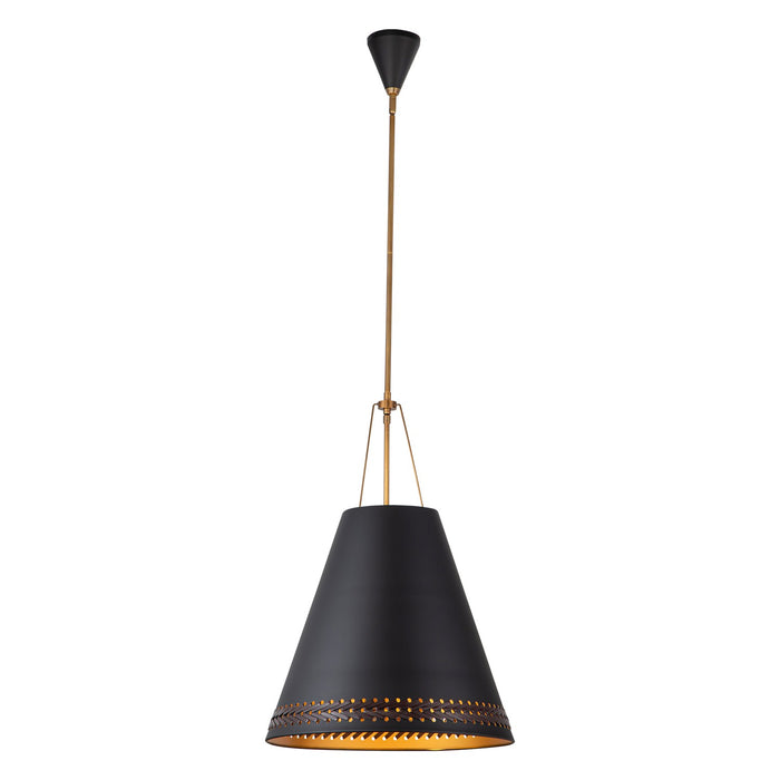 Alora PD342020MBHL Three Light Pendant, Matte Black/Hazelnut Leather