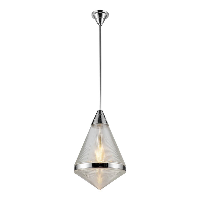 Alora PD348022PNPG One Light Pendant, Polished Nickel/Prismatic Glass