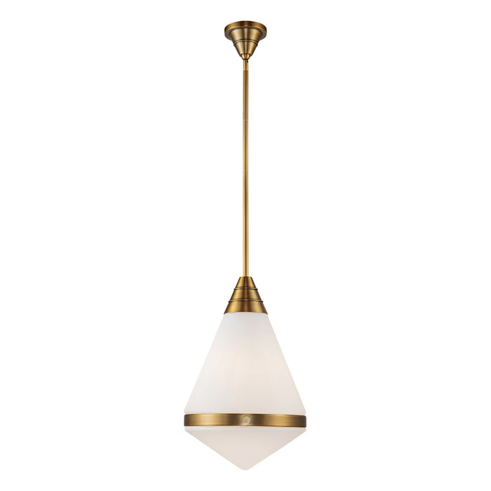Alora PD348022VBOP One Light Pendant, Vintage Brass/Opal Matte Glass