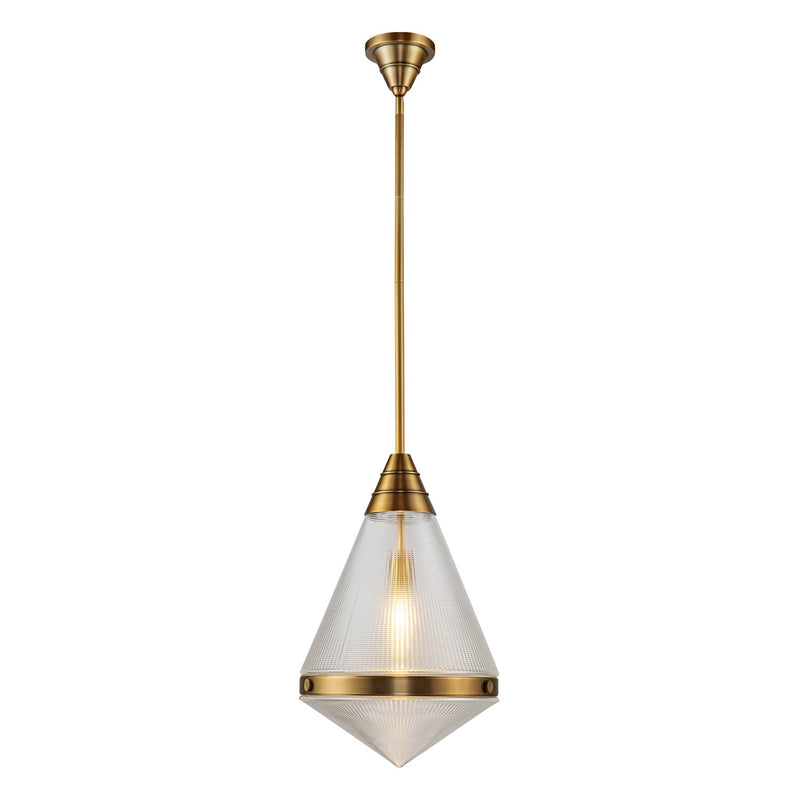 Alora PD348022VBPG One Light Pendant, Vintage Brass/Prismatic Glass