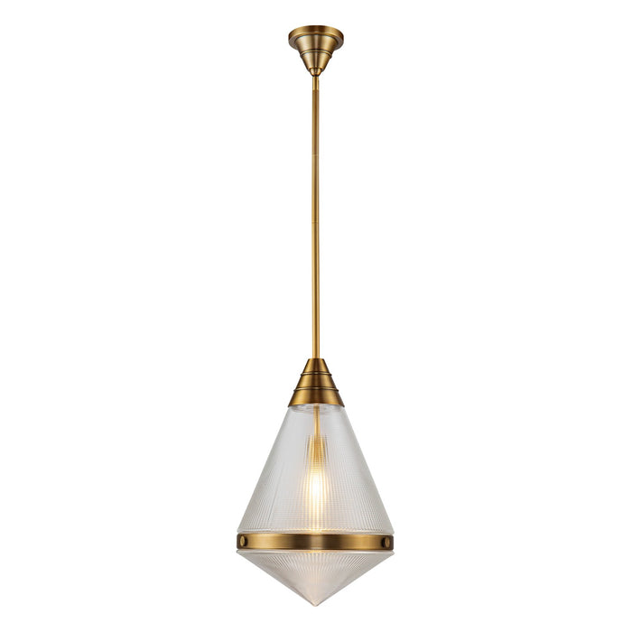 Alora PD348022VBPG One Light Pendant, Vintage Brass/Prismatic Glass