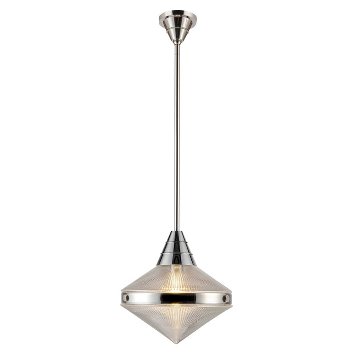 Alora PD348114PNPG One Light Pendant, Polished Nickel/Prismatic Glass