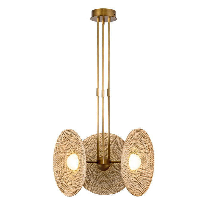 Alora PD350318VBWO LED Pendant, Vintage Brass/Woven