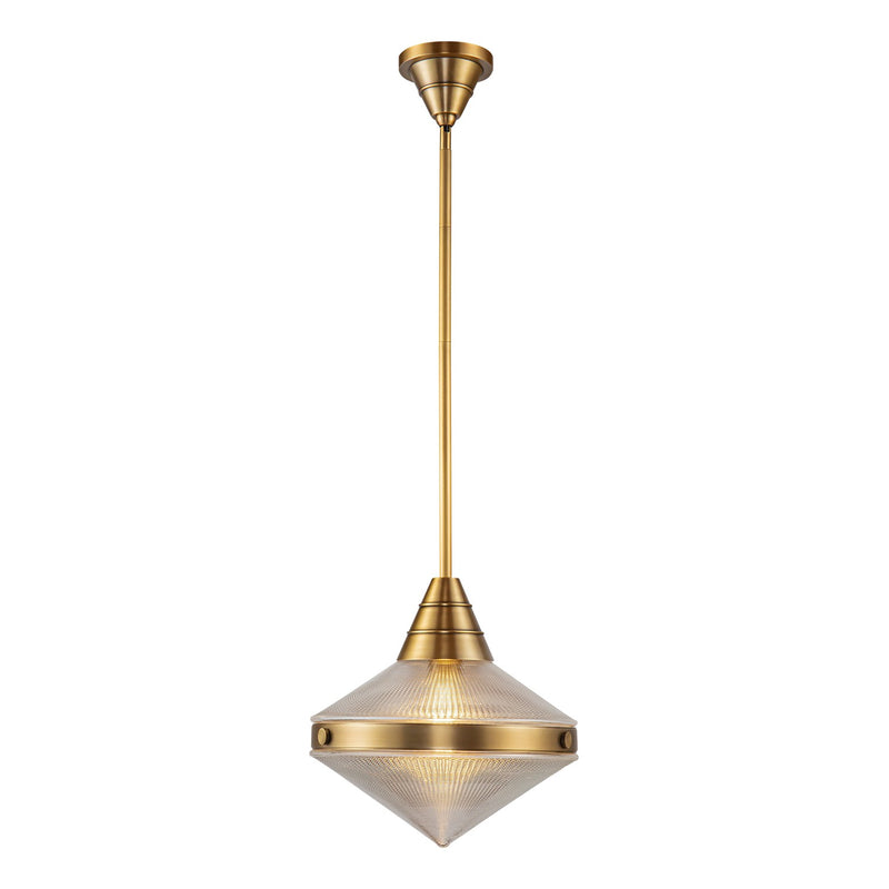 Alora PD348114VBPG One Light Pendant, Vintage Brass/Prismatic Glass