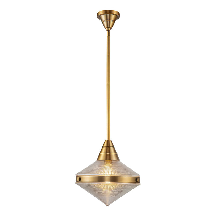 Alora PD348114VBPG One Light Pendant, Vintage Brass/Prismatic Glass