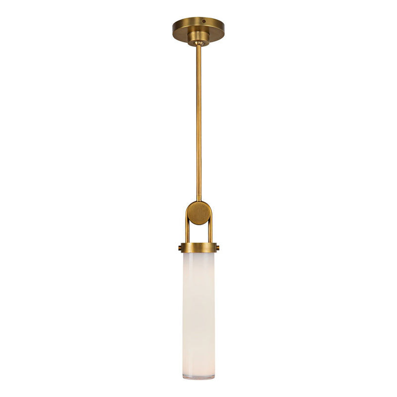 Alora PD355015VBGO One Light Pendant, Vintage Brass/Glossy Opal