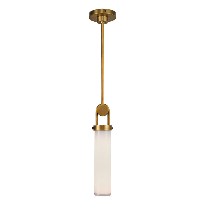 Alora PD355015VBGO One Light Pendant, Vintage Brass/Glossy Opal