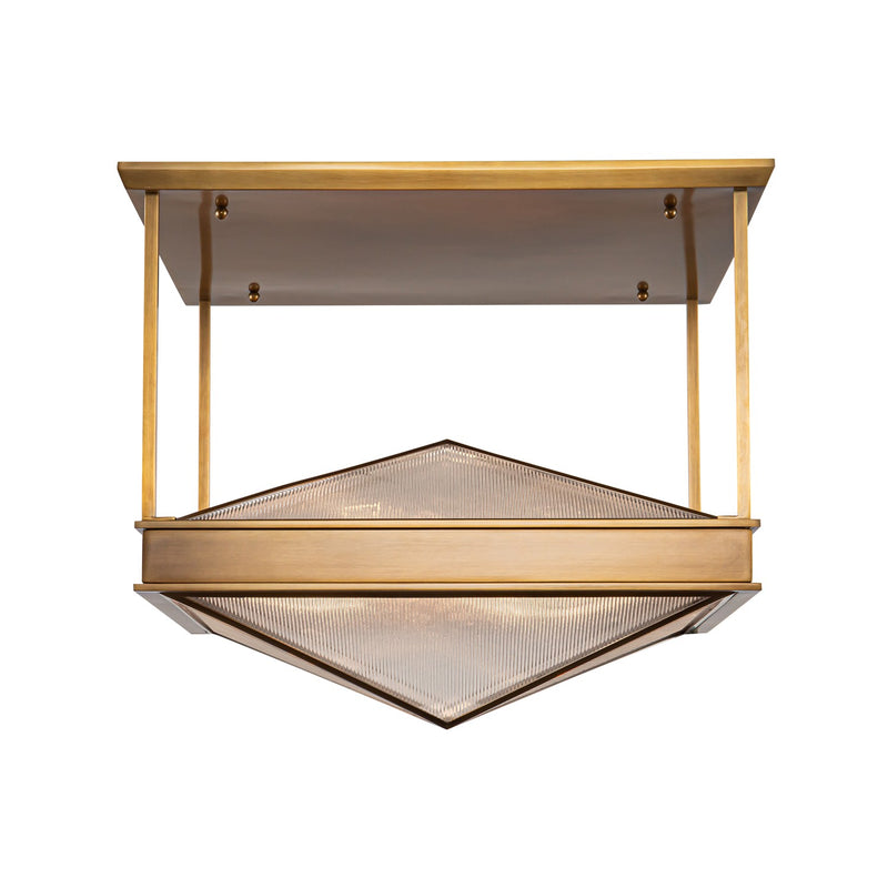 Alora SF332919VBCR Four Light Semi Flush Mount, Ribbed Glass/Vintage Brass