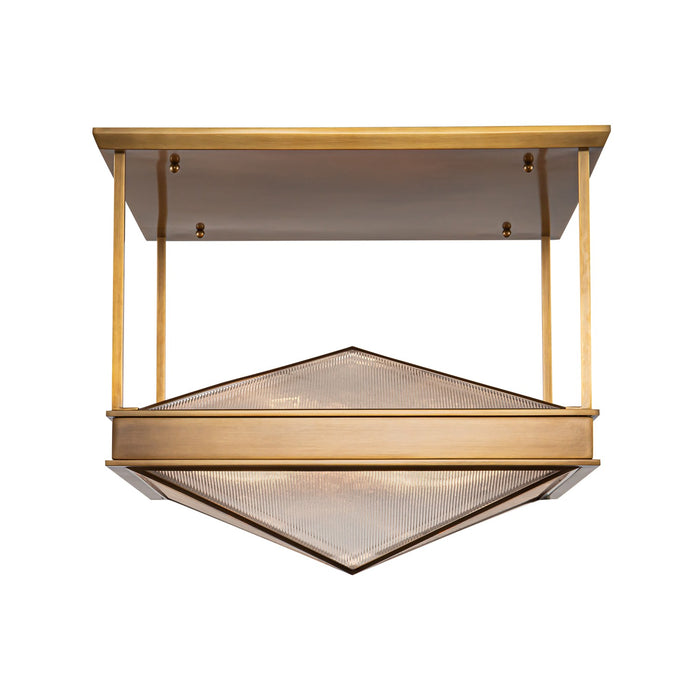 Alora SF332919VBCR Four Light Semi Flush Mount, Ribbed Glass/Vintage Brass
