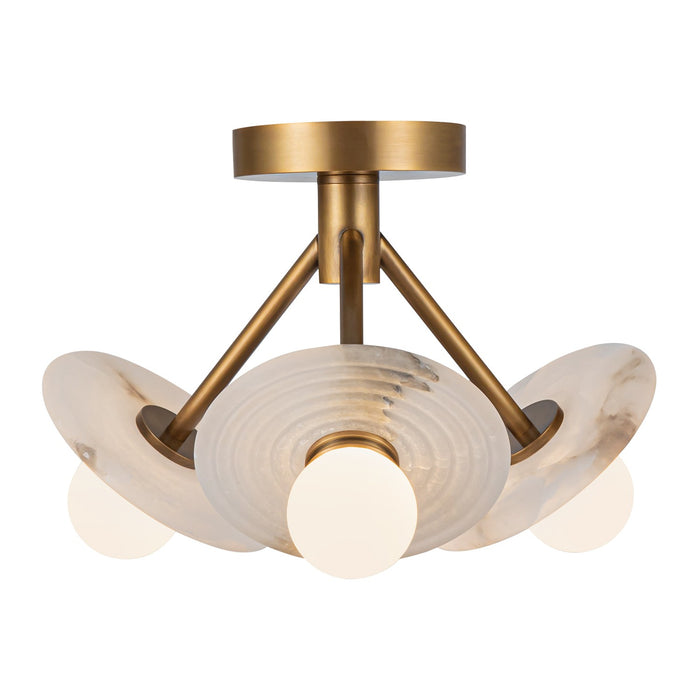 Alora SF346313VBAR LED Semi Flush Mount, Vintage Brass/Alabaster