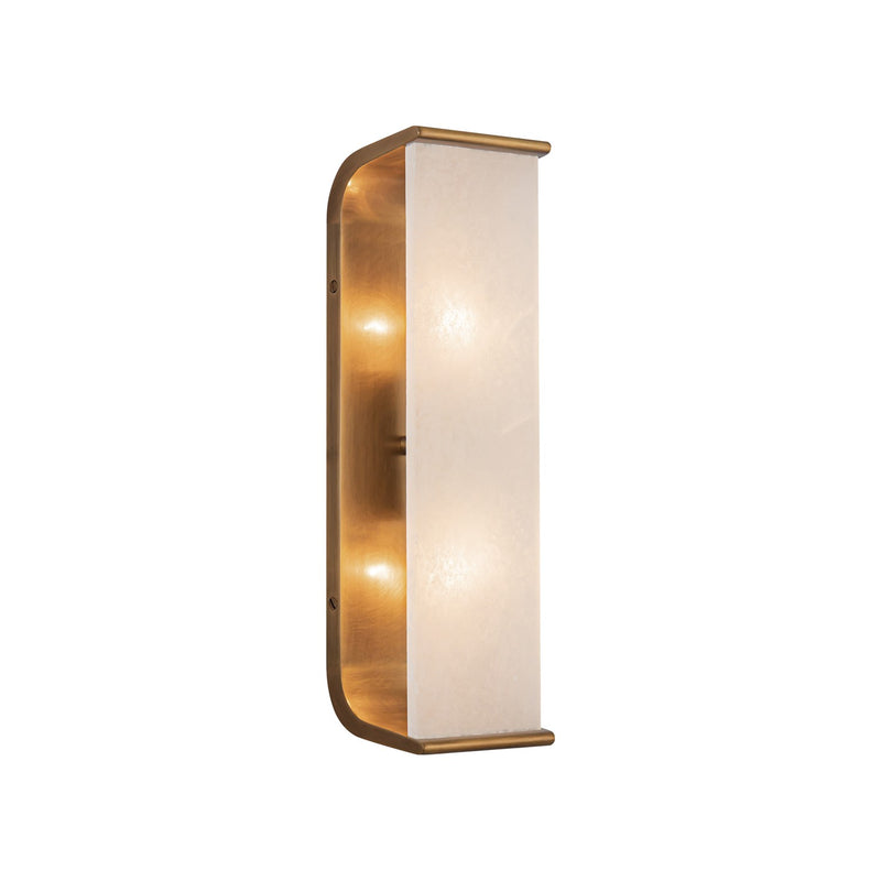 Alora WV327015VBAR Two Light Vanity, Vintage Brass/Alabaster