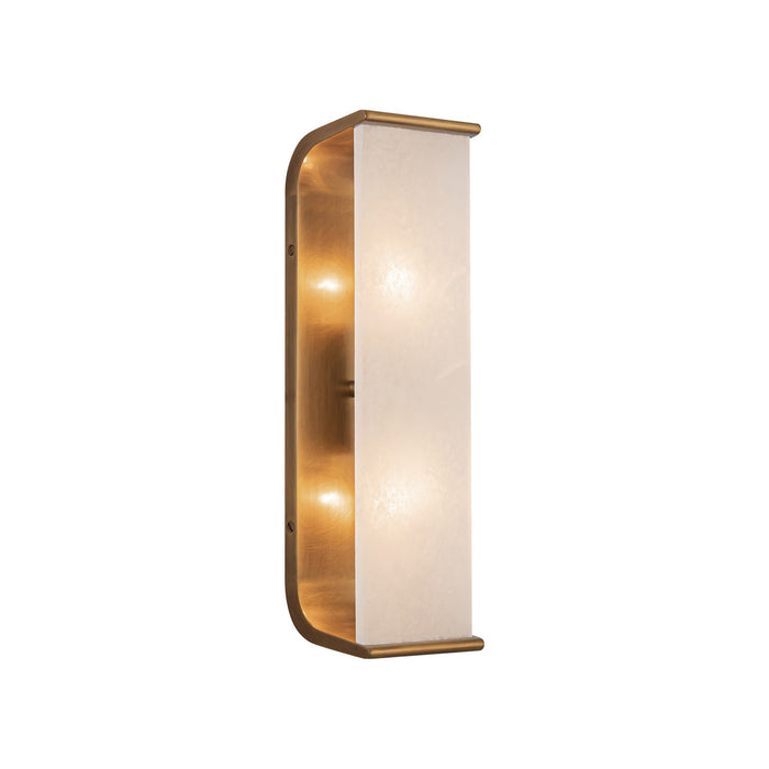 Alora WV327015VBAR Two Light Vanity, Vintage Brass/Alabaster
