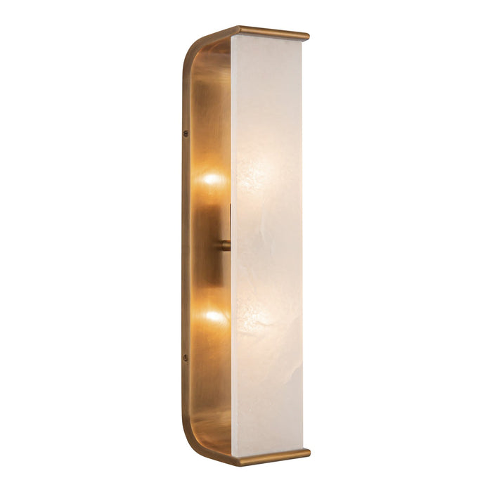 Alora WV327019VBAR Two Light Vanity, Vintage Brass/Alabaster