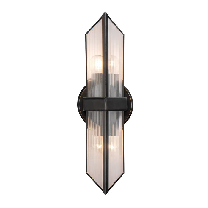 Alora WV332815UBCR Two Light Vanity, Ribbed Glass/Urban Bronze