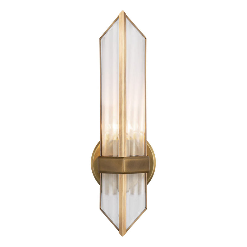 Alora WV332904VBCR One Light Wall Sconce, Ribbed Glass/Vintage Brass