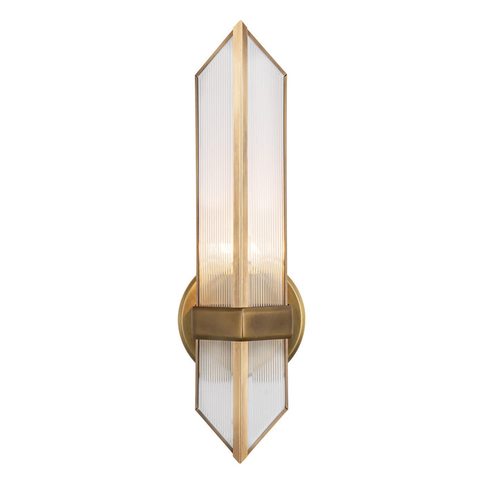 Alora WV332904VBCR One Light Wall Sconce, Ribbed Glass/Vintage Brass