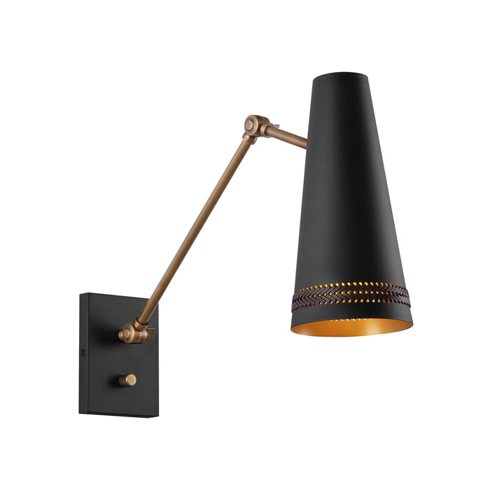 Alora WV342105MBHL One Light Wall Sconce, Matte Black/Hazelnut Leather