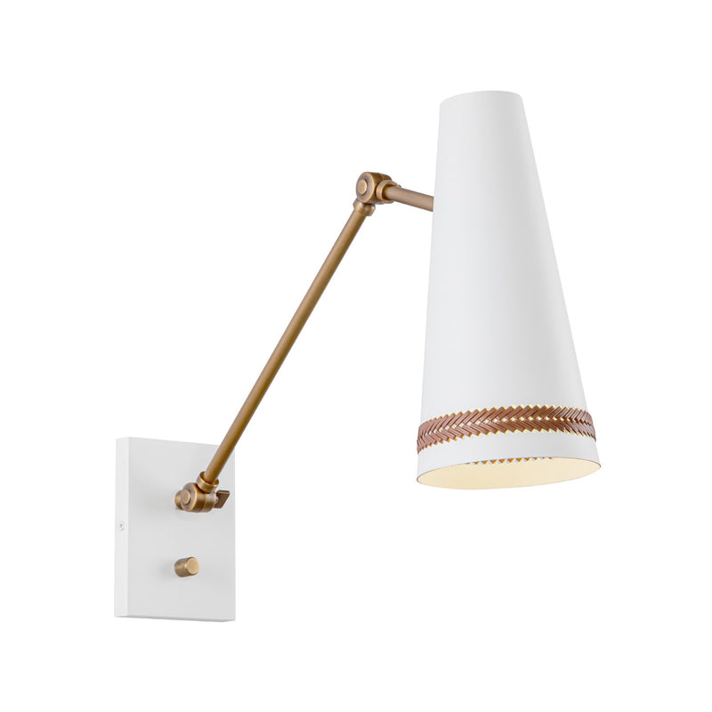 Alora WV342105MWHL One Light Wall Sconce, Matte White/Hazelnut Leather