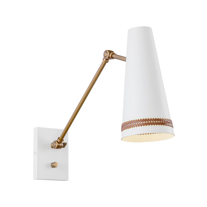 Alora WV342105MWHL One Light Wall Sconce, Matte White/Hazelnut Leather