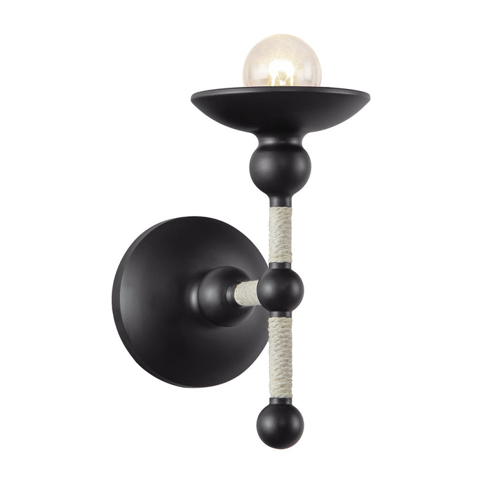 Alora WV343104MBCN One Light Wall Sconce, Matte Black/Cotton