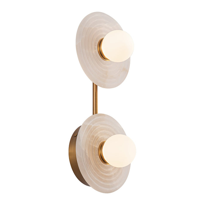 Alora WV346214VBAR LED Vanity, Vintage Brass/Alabaster