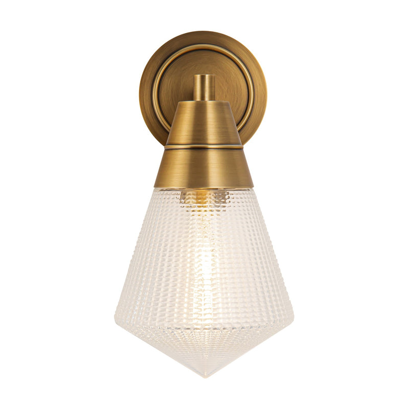 Alora WV348106VBPG One Light Wall Sconce, Vintage Brass/Prismatic Glass
