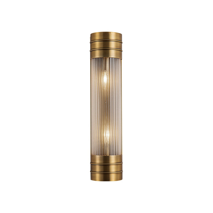 Alora WV348218VBPG Two Light Vanity, Vintage Brass/Prismatic Glass