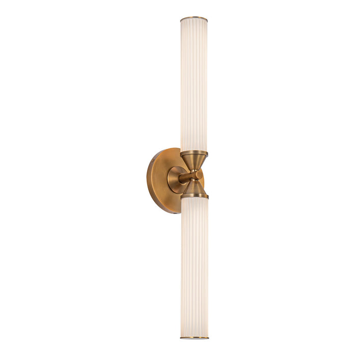 Alora WV348222VBFR LED Vanity, Vintage Brass/Frosted Ribbed Glass
