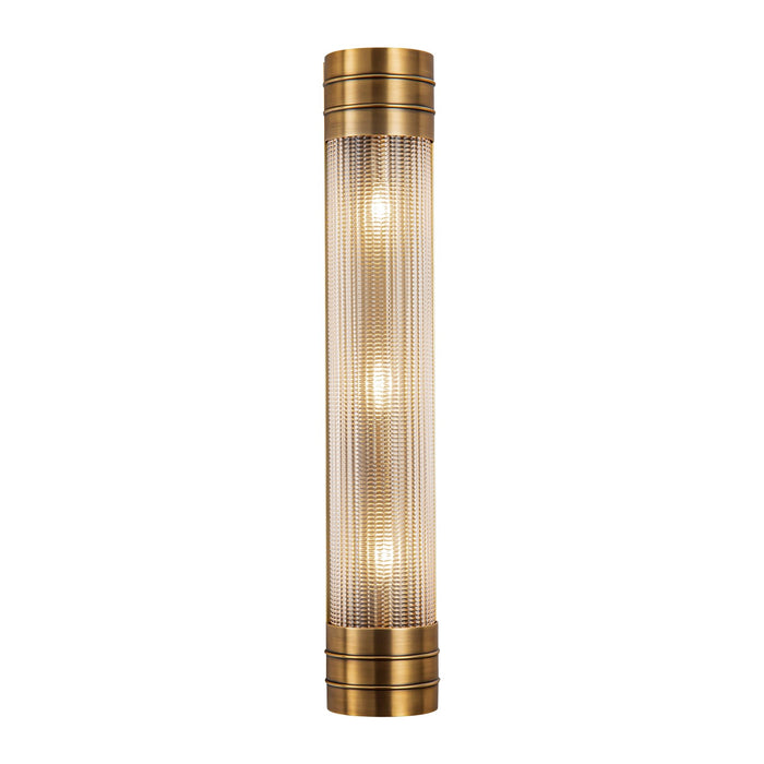 Alora WV348224VBPG Three Light Vanity, Vintage Brass/Prismatic Glass