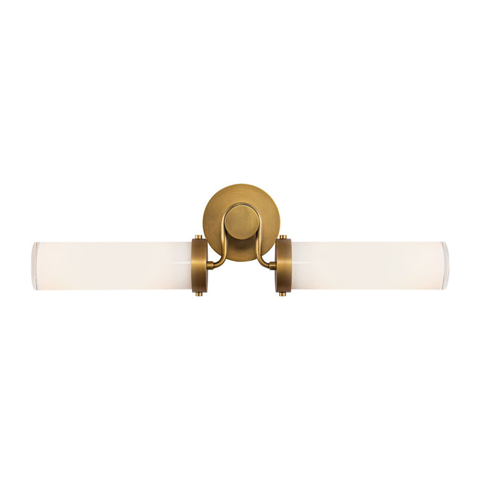 Alora WV355223VBGO Two Light Vanity, Vintage Brass/Glossy Opal